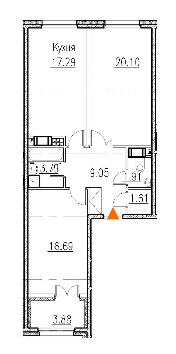 Двухкомнатная квартира в : площадь 69.8 м2 , этаж: 5 – купить в Санкт-Петербурге